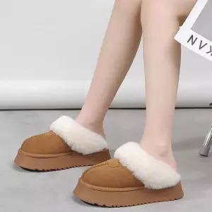 여성 키높이 부드러운 털 사무실 외출 방한 슬리퍼층간소음방지 실내용 남성 실내화 기모화 겨울 푹신한화