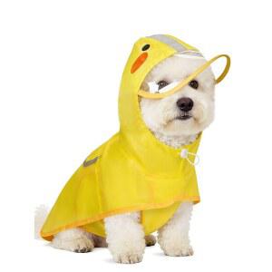 셰펜드 비옷 조절 가능한 오리 애완동물 폰초 방수 망토 귀여운 비옷 재킷 노란색 반려동물 후드 삼엘