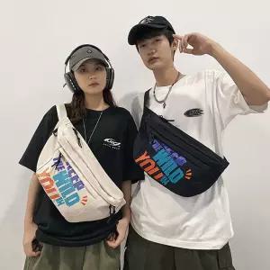 남녀 레터링포인트 힙하게 슬링백 캐주얼 바디백 바디 슬링 학생가방 보조 크로스 여행 이어폰홀 남성 회사