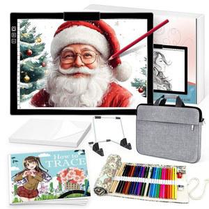 트레이싱 라이트 박스 업 패드 내장 클립으로 트레이싱할 수 있는 6단계 밝기 충전식 스케치 보드 제초용 57개 풀 액세서리 키트