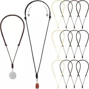 톤디아모 남성용 12개 로프 목걸이 빈티지 코드 조절 가능한 이중 매듭 수제 공예 초커 펜던트 걸이용 금속