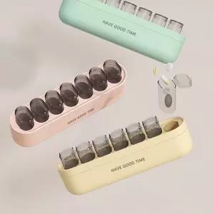 휴대용 알약케이스 바닐라옐로우 케이스 알약 옐로우 약통 밀폐 미니 데일리 보관함 노란 원형