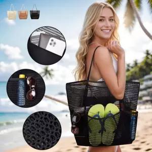 키밍 매쉬 바캉스가방 비치백 수영 수납백 물놀이여름가 숄더백 여행 해변 휴양지 물놀이 강스 메쉬
