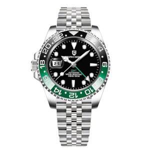 BY BENYAR 파가니 디자인 남성 GMT 자동 시계-패션 스테인리스 스틸 기계식 시계-사파이어 유리 렌즈 시계