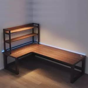 L형 책상 코너 게이밍 컴퓨터 기역자 선반책장 서재 캐스터 데스크