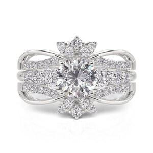 줄리아 교환 가능 트위스트 인피니티 약혼 웨딩 밴드 링 세트 여성 925 스털링 실버 브라이덜 세트 1.9ct 다이아몬드 기념일 약속 주얼리 박스 포함 선물