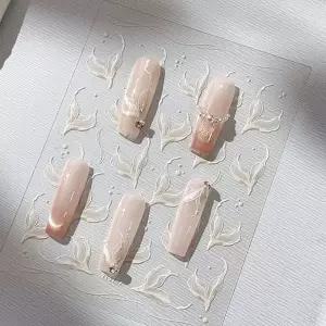 [셀러에이드]5D 연핑크 물결 꼬리 손톱 장식 스티커