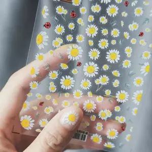 데이지 꽃 손톱 장식 봄 네일 아트 네일 데코 스티커