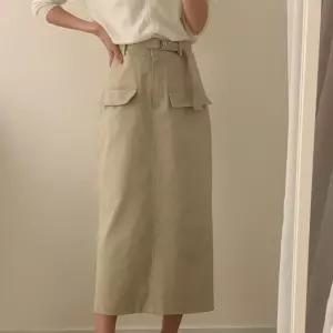 여자 여름하객룩 벨트스커트 H라인 오피스룩 롱스커트_5