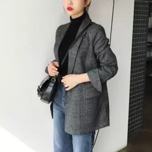 모던 체크자켓 마이 가을 정장재킷 오피스룩 여성자켓 여자마이 면접 오피스 캐주얼