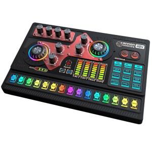 수포믹서 X5 게이밍 오디오 믹서 PC 팟캐스트 스트리밍 사운드 보드용 3000mAh 오디오 인터페이스 XLR 마이크 입력 48V 팬텀 파워 보이스 체인저 라이브 사운드 카드(DJ 믹서 효과 포함) (블랙)