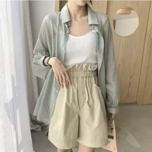 여성 여름 간절기 시스루 쉬폰 셔츠 남방 가오리 얇은 가오리핏 쉬셔츠