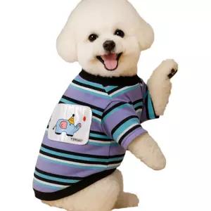 반려견 스트라이프 반팔 여름 애옷펫티 패셔너블의상 산책 애완동물셔츠 통기성 캐주얼 강아지 고양이 편한