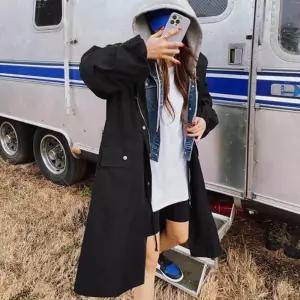 여자 봄 가을 겨울 캐주얼 아우터 체형 커버 허리 스트링 롱 야상 재킷모자탈부착 후드탈 점퍼