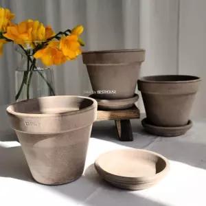 3개 바소 모카 EV13x12cm+R11받침 이태리토분세트 다육이화분 미니세트 테라코타 빈티지 이탈리아 이화분