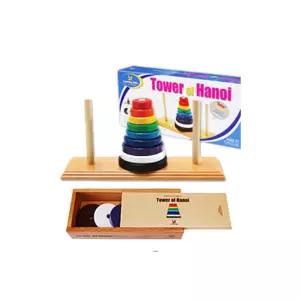 (러닝스텝) 칼라 (9단) 하노이탑 (고급보관함 TV 방영)원목블럭 쌓기 쌓기게임 건축 도형쌓기 가베 교구 놀