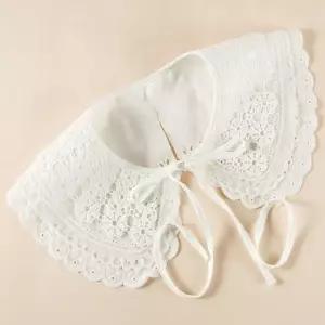 레이스 3단 카라 넥케이프 페이크 펀칭 클래식체크셔츠 체크레이어드카라 페이크카라