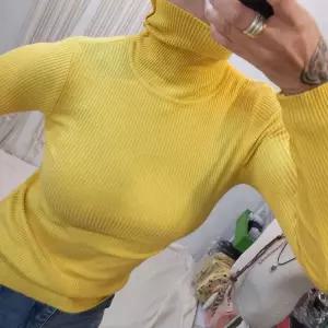 노랑 슬림 목티폴라 반티 하이넥 터들 니트 얇은 골지 이너