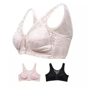 국산 빅사이즈 노와이어 인견브라 앞후크 버튼 똑딱이 브래지어 수유 엄마 할머니이어 후크렛 여밈