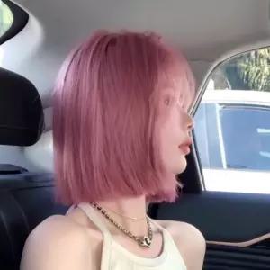 가발 긴머리 여성 델리 핑크뱅 단발 자연스러운통 예쁜 여자 모자 통가 코스프레 스러운 인모