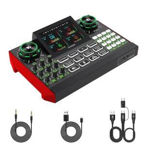 스마트폰 컴퓨터와 호환되는 내장 오디오 인터페이스를 갖춘 텐램프 G9 라이브 사운드 카드 u2014 게임 오디오 믹서. 라이브 스트리밍 콘텐츠 제작을 위해 설계된 사운드보드.