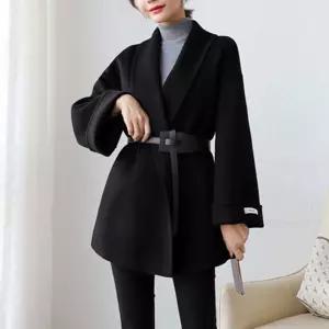 오버핏 블랙 오픈코트 벨트세트 소매 디자인 아우터여성롱트렌치 루즈트렌치 하프 떡볶이 모직 트랜치 여성
