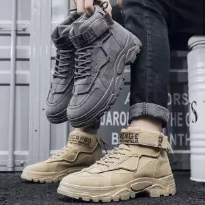 남성 미들 워커 부츠 레터링 사이즈 조절 스웨이드 여름워커 남성워커 하이탑워커