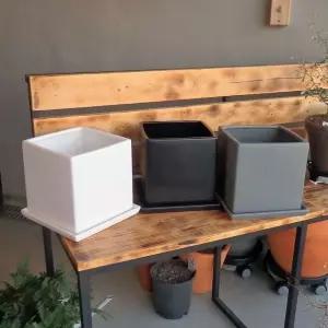 모던 도기 사각 화분 C0110 18x18x18cm미니 토기 흙화분 예쁜 수공예 감성 네모