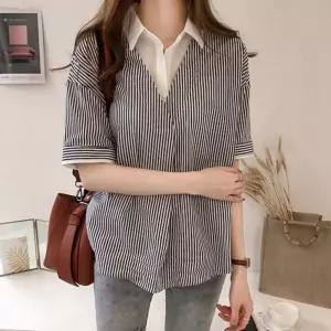 여성 스트라이프 데일리 배색 남방 셔츠 블라우스시원한 여름 신상 예쁜 간절기