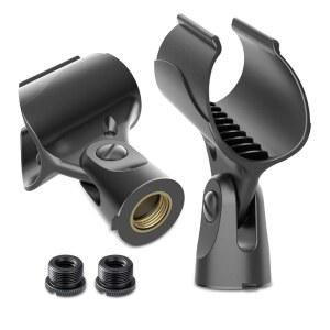 마이크 스탠드용 클립 2개의 범용 홀더 휴대용 마이크에 적합한 5/8인치 수컷에서 3/8인치 암컷 나사 어댑터 포함