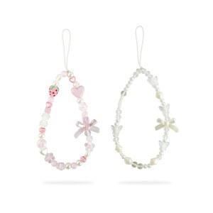 자일란 핑크 비즈 폰 손목 스트랩 Y2K 케이스 참 카메라 랜야드 고리 손목렛 에스테틱 휴대폰