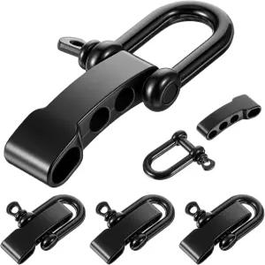 LXUEJIE 4팩 내구성 파라코드 팔찌 섀클 버클 금속 생존 활 앵커 D 링 걸쇠 캠핑/야외 애호가를 위한 블랙