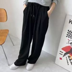 앞주름 여성 밴딩 바지 통 트레이닝 와이드 팬츠밴팬츠 추리닝 복하의 여자운동 실내