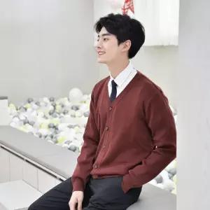 교복몰 보풀방지 와인 가디건 남자 학생테마복 코스프레 코스튬 의상 색가디건 파티 디건 남학생 단추