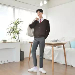 교복몰 보풀방지 브라운 가디건 남자 테마교복 코스프레 코스튬 의상 갈색 파티 디건 남학생 단추