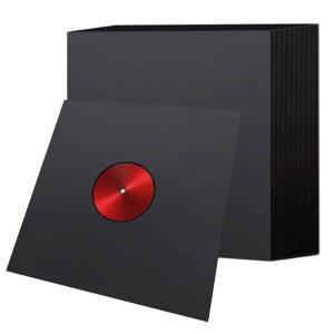 하플룬 100개 종이 비닐 레코드 슬리브 블랙 프로텍션 페이퍼 커버 7.3인치 앨범 이너 수납용 구멍이 있는