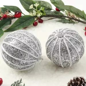 비타리토 로열실버 장식볼 2p 10cm 세로로프크리스마스 트리 액세서리 소품 오너먼트 악세사리 트리볼