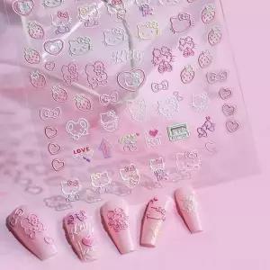 [셀러에이드]냥이 캐릭터 엠보 네일 스티커 귀여운 볼록 아트 데코