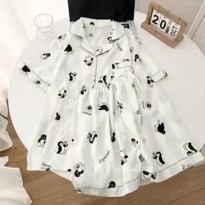 캐주얼 여름 MN 잠옷 커플 반팔 캐릭터 세트 긴바지 반바지 쓰리피스 잠옷세트 OOTD1