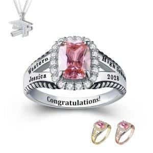 공식 기념품 미국 프리미엄 클래스 링 여성용 정통 클래스 링 u2013 스타일 컬렉션 u2013 정품 실레늄 925 스털링 실버 또는 10KT 골드 u2013 맞춤형 고등학교 대학 여자 클래스 링 u2013 졸업 선물