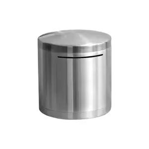 원형 지폐 중15cm 안열리는 스텐 저금통오픈불가 철제 보안 저축 금전 세이프티 금고형 레스 고급 디자인