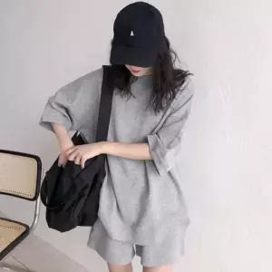 깔끔한 무지 여자 반팔티 반바지 트레이닝복 세트 여성 운동 트레이닝 츄리닝 추리닝