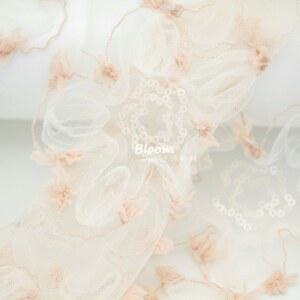 웨딩 자수 레이스 원단 꽃 비즈 드레스 망사 입체