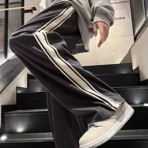 남성 코듀로이 옆라인 패치 포인트 약기모 바지통넓은트레이닝복 조거팬츠 여자슬랙스 남자 겨울 츄리닝 레