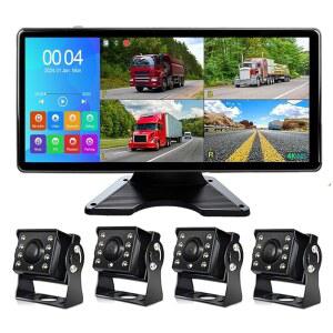 4K RV 백업 카메라 트럭/밴/트레일러 DVR 녹화용 10.36인치 터치스크린 모니터블루투스 FM MP5 IP69 방수 1080P IR 야간 투시 후방 시야 포함