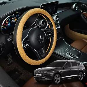GV80 가죽 퀼팅 엠보싱 핸들커버 시즌2덮개 카바 운전대 논슬립 투톤 원형 D컷 더블D 편한그립감 편한 링편