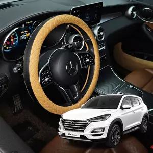 올뉴투싼 가죽 퀼팅 엠보싱 핸들커버 시즌2카바 운전대 논슬립 투톤 원형 자동차 차량용 덮개