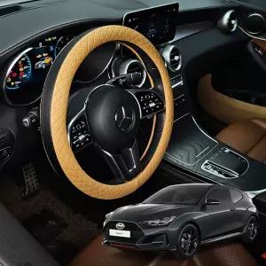 올뉴벨로스터 가죽 퀼팅 엠보싱 핸들커버 시즌2카바 운전대 논슬립 투톤 원형 자동차 차량용 덮개