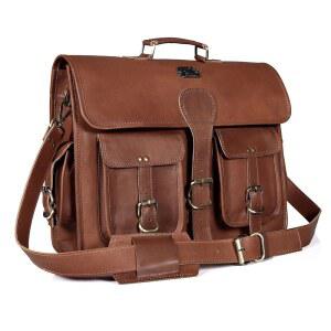 18인치 가죽 노트북 서류 가방 남성용 빈티지 수제 가죽 메신저백 u2013 러스틱 브라운 풀 그레인 u201D 최고의 컴퓨터 사첼 학교 스트레스 가방
