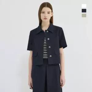 [롯데백화점]시스티나 스탠 카라 반팔 크롭 마혼방 자켓